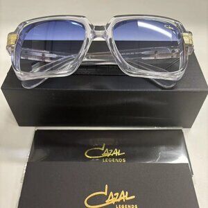 NEW Cazal Square 607- COL.002 Clear Frame Lenses blue Gradient Unisex Sunglasses